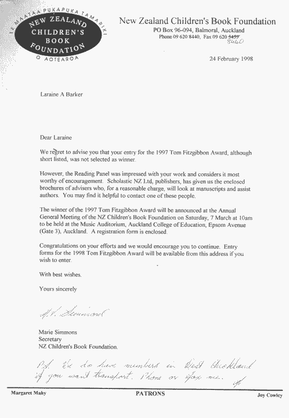 Letter from the TF Award